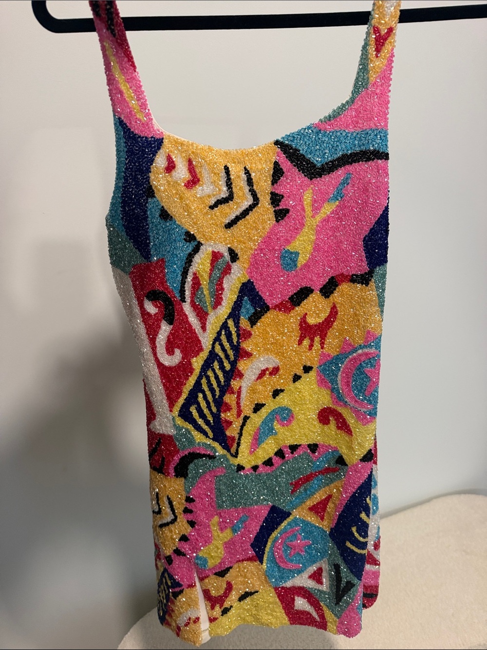 Oceanus Bright Multi-Color Sequin Tank Dress